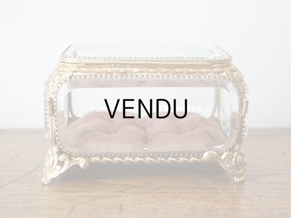 画像6: 19世紀 アンティーク ジュエリーボックス シルク製クッション スモーキーレッド (6)