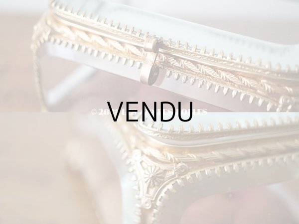 画像14: 19世紀 アンティーク ジュエリーボックス シルク製クッション スモーキーレッド (14)