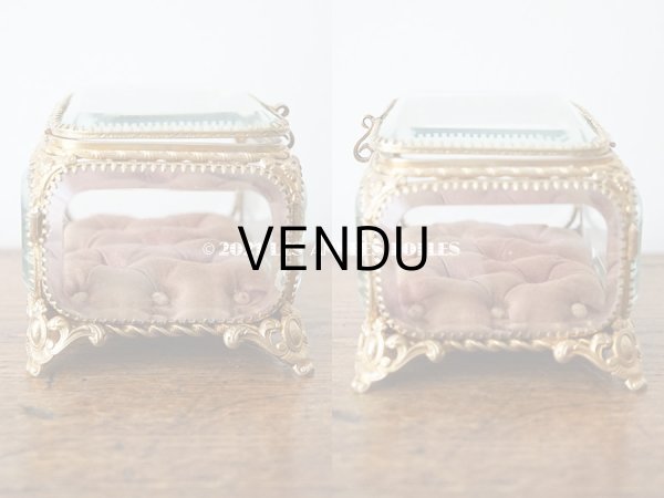 画像7: 19世紀 アンティーク ジュエリーボックス シルク製クッション スモーキーレッド (7)