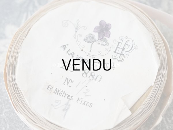 画像3: 1900年代 アンティーク 菫のラベル シルク製 サテンリボン パウダーピンク 3.45m  (3)