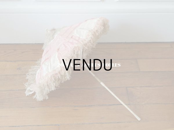 画像4: 19世紀末 アンティーク  シルク製　ピンク＆ホワイトグレーの日傘 　 (4)