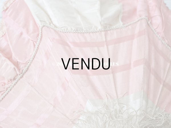 画像7: 19世紀末 アンティーク  シルク製　ピンク＆ホワイトグレーの日傘 　 (7)