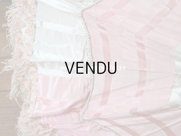 画像6: 19世紀末 アンティーク  シルク製　ピンク＆ホワイトグレーの日傘 　 (6)