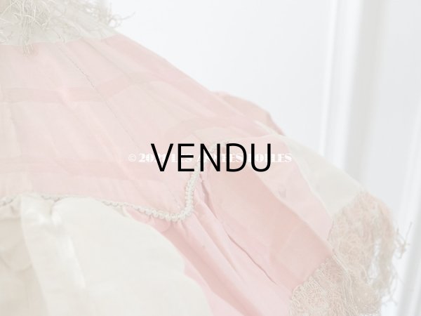 画像8: 19世紀末 アンティーク  シルク製　ピンク＆ホワイトグレーの日傘 　 (8)