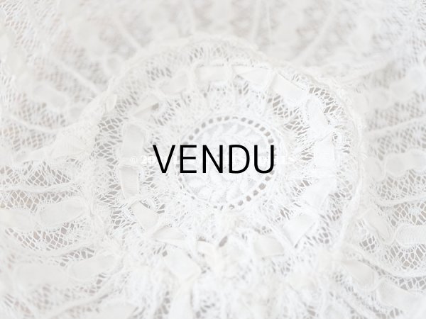 画像13: アンティーク ベビー用　小さなボネ オフホワイトのシルクリボン＆レース (13)