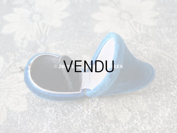 画像6: 19世紀 アンティーク リングボックス ブルーのベルベット ジュエリーボックス  (6)