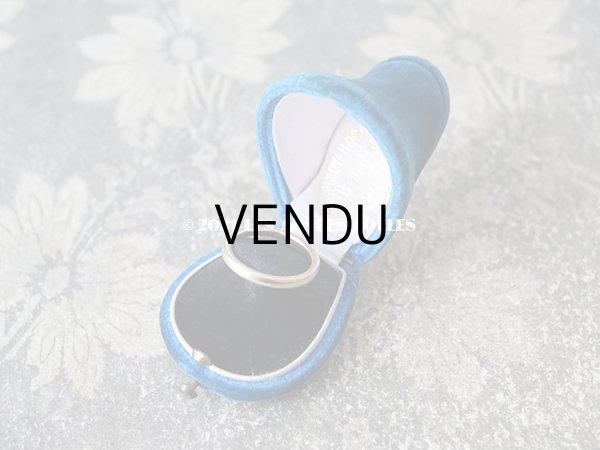 画像4: 19世紀 アンティーク リングボックス ブルーのベルベット ジュエリーボックス  (4)