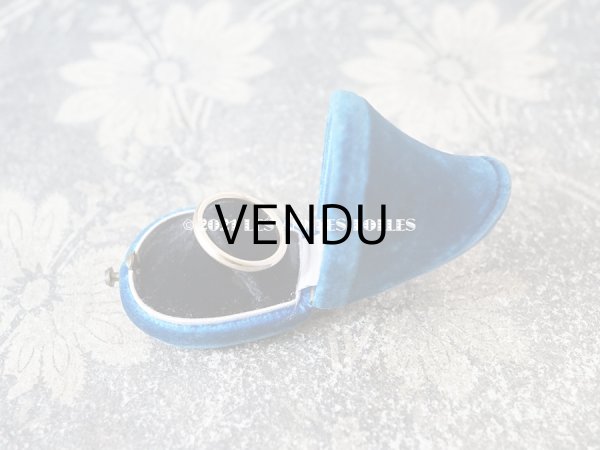 画像5: 19世紀 アンティーク リングボックス ブルーのベルベット ジュエリーボックス  (5)