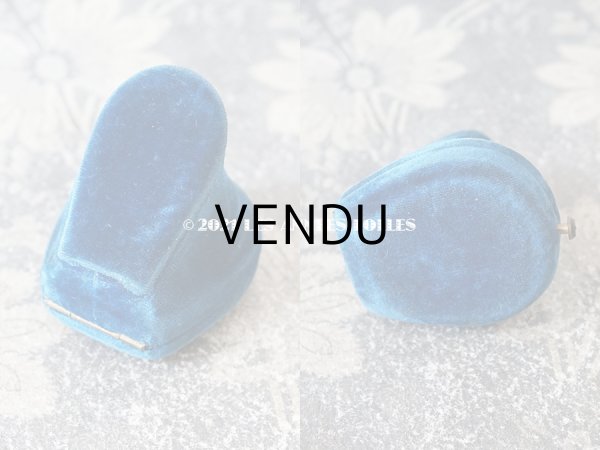 画像3: 19世紀 アンティーク リングボックス ブルーのベルベット ジュエリーボックス  (3)