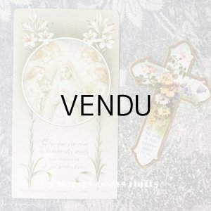 画像: アンティーク  ホーリーカード 2点のセット　初聖体　＆　クロス