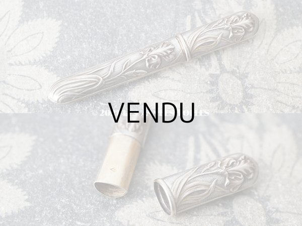 画像14: 1900年代 アンティーク シルバー製 アイリスの花 ソーイングセット 裁縫道具 (14)