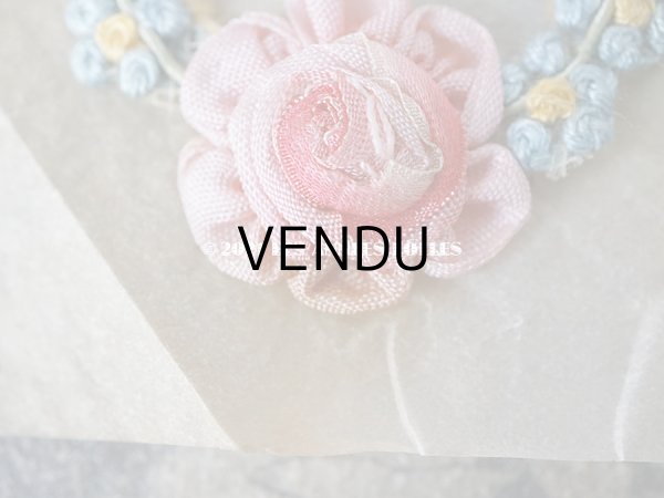 画像7: アンティーク ロココモチーフ 　ピンクの薔薇 & 勿忘草のリース (7)