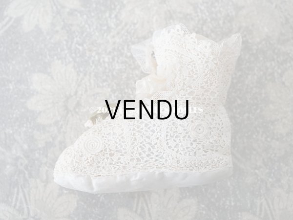 画像8: 1920年代 アンティーク 　ロココモチーフ付き クロシェレース ベビーシューズ   (8)