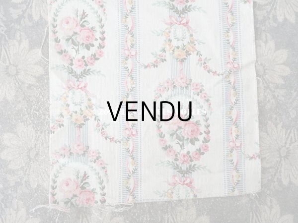 画像4: アンティーク コットン製ファブリック  薔薇のリース　＆　ガーランド クリーム色 (4)