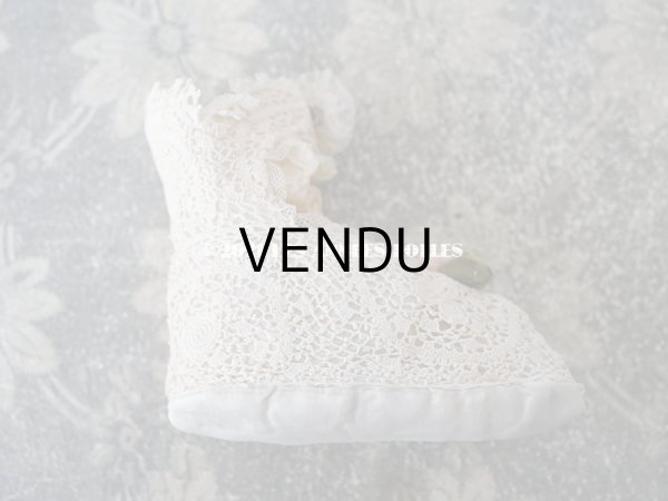 画像15: 1920年代 アンティーク 　ロココモチーフ付き クロシェレース ベビーシューズ   (15)