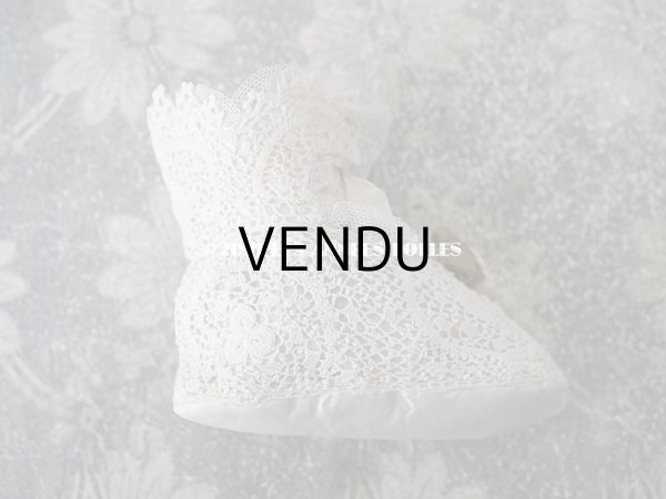 画像9: 1920年代 アンティーク 　ロココモチーフ付き クロシェレース ベビーシューズ   (9)