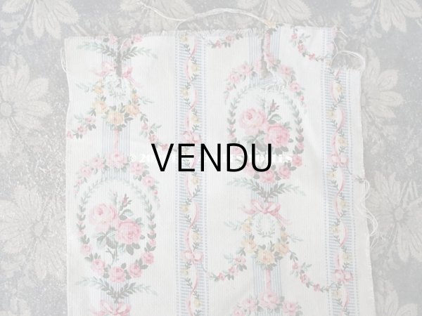 画像2: アンティーク コットン製ファブリック  薔薇のリース　＆　ガーランド クリーム色 (2)