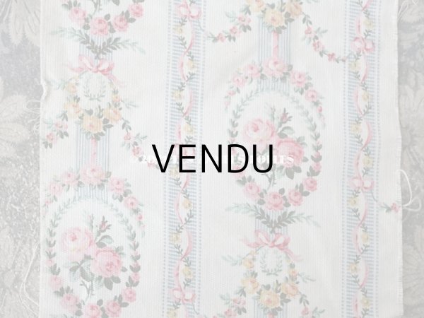 画像3: アンティーク コットン製ファブリック  薔薇のリース　＆　ガーランド クリーム色 (3)