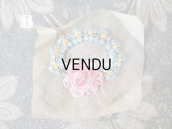 画像4: アンティーク ロココモチーフ 　ピンクの薔薇 & 勿忘草のリース (4)