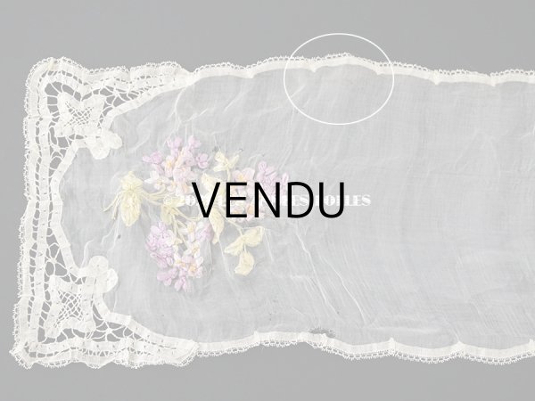 画像8: アンティーク リボン刺繍 & レース　シルクシフォンのストール　25×190cm (8)