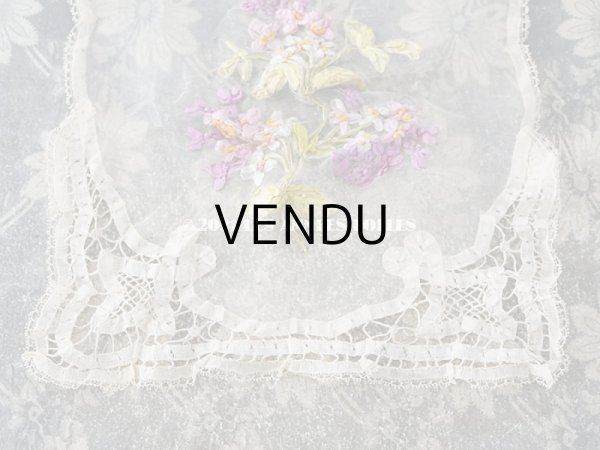 画像7: アンティーク リボン刺繍 & レース　シルクシフォンのストール　25×190cm (7)