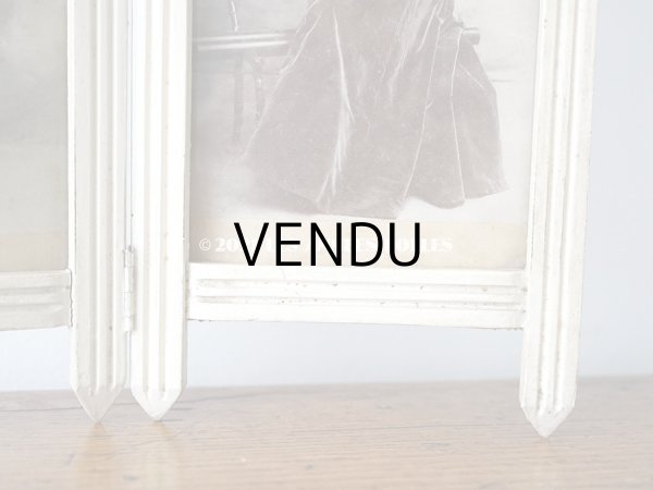 画像8: 1900年代 アンティーク 　リボンモチーフのフォトフレーム ダブル　折りたたみ式 (8)