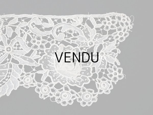 画像7: 19世紀末 アンティーク ニードルレース　薔薇　＆　リボン　立体的な花びら 49cm 7.5cm幅 (7)