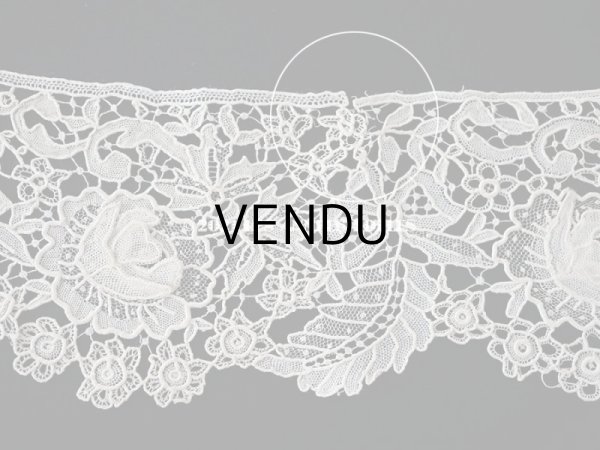 画像6: 19世紀末 アンティーク ニードルレース　薔薇　＆　リボン　立体的な花びら 49cm 7.5cm幅 (6)