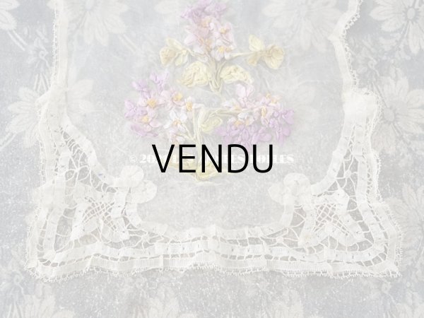画像4: アンティーク リボン刺繍 & レース　シルクシフォンのストール　25×190cm (4)