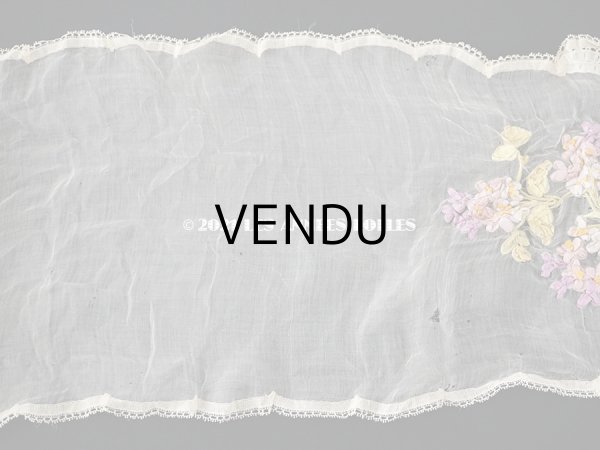 画像12: アンティーク リボン刺繍 & レース　シルクシフォンのストール　25×190cm (12)
