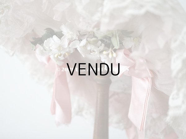 画像6: 1900年代 アンティーク ドールハット レース ＆ ピンクのシルクシフォン ＆ 薔薇の布花付き (6)