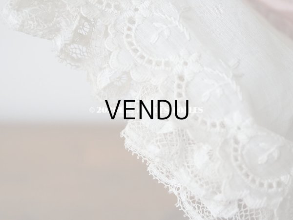 画像18: 1900年代 アンティーク ドールハット レース ＆ ピンクのシルクシフォン ＆ 薔薇の布花付き (18)