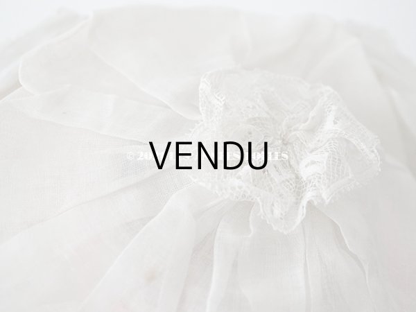 画像15: 1900年代 アンティーク ドールハット レース ＆ ピンクのシルクシフォン ＆ 薔薇の布花付き (15)