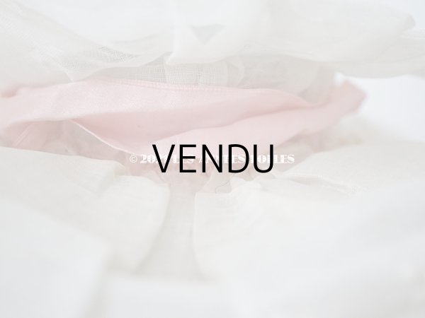 画像19: 1900年代 アンティーク ドールハット レース ＆ ピンクのシルクシフォン ＆ 薔薇の布花付き (19)