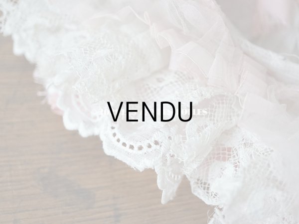 画像12: 1900年代 アンティーク ドールハット レース ＆ ピンクのシルクシフォン ＆ 薔薇の布花付き (12)