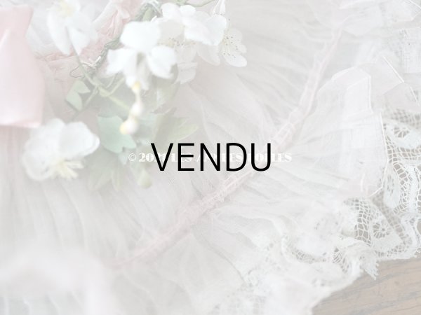 画像11: 1900年代 アンティーク ドールハット レース ＆ ピンクのシルクシフォン ＆ 薔薇の布花付き (11)