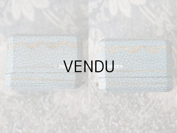 画像4: 1900年代 アンティーク ジュエリーボックス 薔薇のガーランド　金彩入り グレイッシュブルー (4)