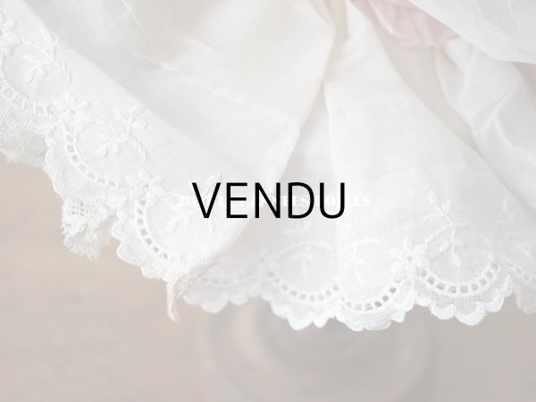 画像16: 1900年代 アンティーク ドールハット レース ＆ ピンクのシルクシフォン ＆ 薔薇の布花付き (16)