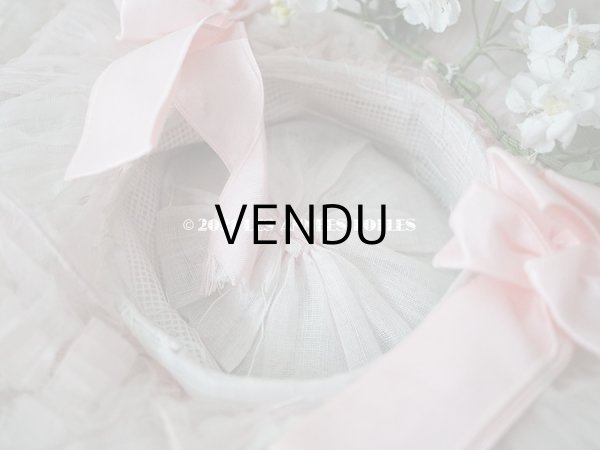 画像8: 1900年代 アンティーク ドールハット レース ＆ ピンクのシルクシフォン ＆ 薔薇の布花付き (8)