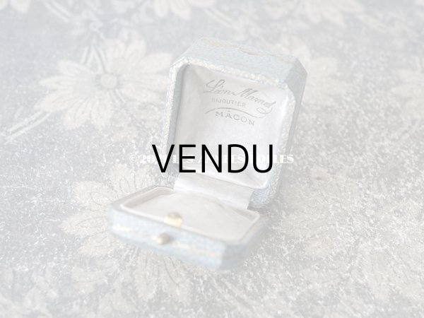 画像5: 1900年代 アンティーク ジュエリーボックス 薔薇のガーランド　金彩入り グレイッシュブルー (5)