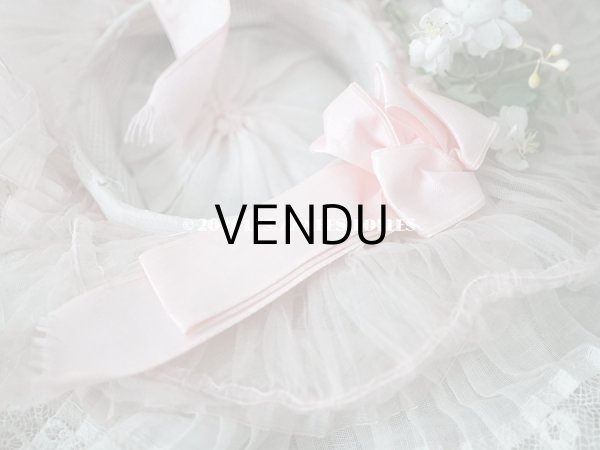 画像9: 1900年代 アンティーク ドールハット レース ＆ ピンクのシルクシフォン ＆ 薔薇の布花付き (9)