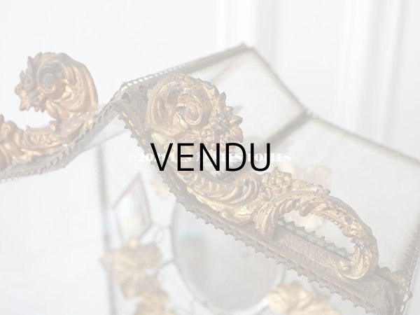 画像8: アンティーク グローブ・ド・マリエ 　ブルーグレーのシルク製クッション　ロカイユ装飾 (8)