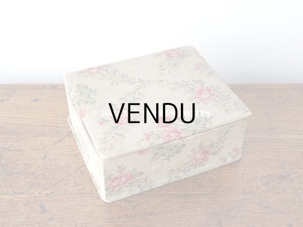 画像3: アンティーク カルトナージュボックス ピンクの薔薇のガーランド (3)