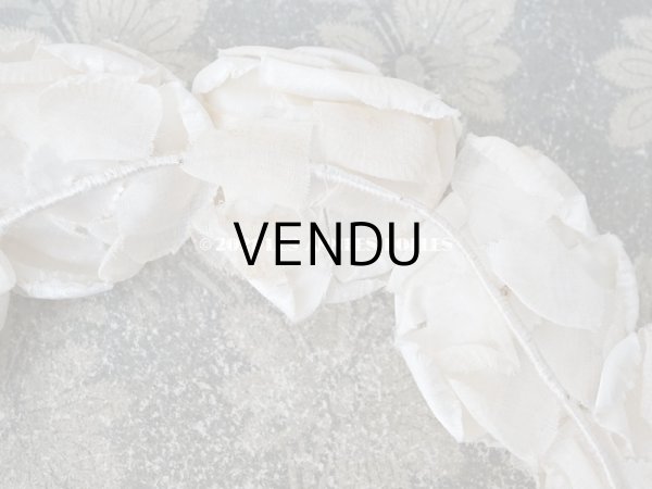 画像6: アンティーク 薔薇の布花のティアラ　ヘッドリース オフホワイト　＆　アイボリー (6)