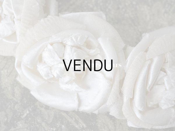 画像11: アンティーク 薔薇の布花のティアラ　ヘッドリース オフホワイト　＆　アイボリー (11)