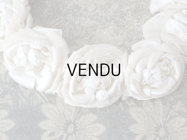 画像8: アンティーク 薔薇の布花のティアラ　ヘッドリース オフホワイト　＆　アイボリー (8)