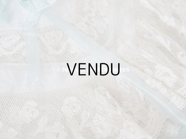 画像6: 未使用 アンティーク オリジナルボックス入り 結婚式のハンカチ モノグラム刺繍入り　手編みのヴァランシエンヌレース (6)