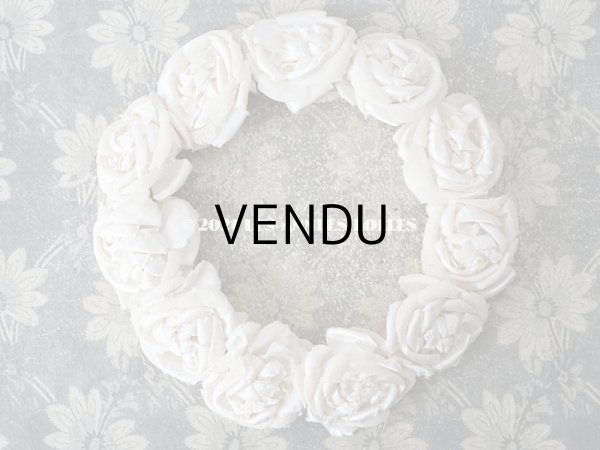 画像4: アンティーク 薔薇の布花のティアラ　ヘッドリース オフホワイト　＆　アイボリー (4)