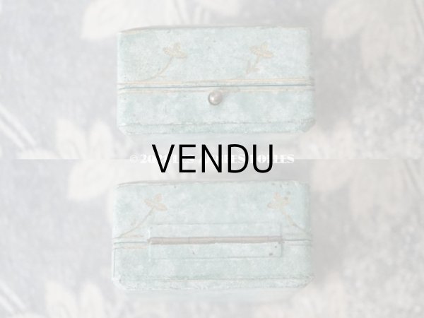 画像5: 1900年代 アンティーク 　ピアス用　ジュエリーボックス 金彩の花模様 グリーン (5)