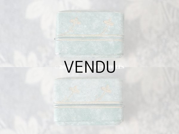 画像6: 1900年代 アンティーク 　ピアス用　ジュエリーボックス 金彩の花模様 グリーン (6)